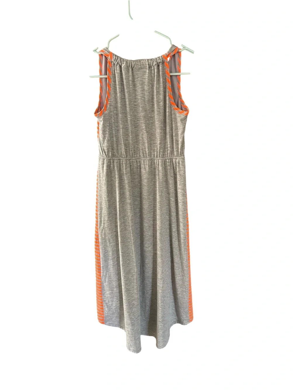 paper doll Gray HiLow Lined Dress with Neon Orange Stripe Panels Racerback Sz 10 - Picture 5 of 7